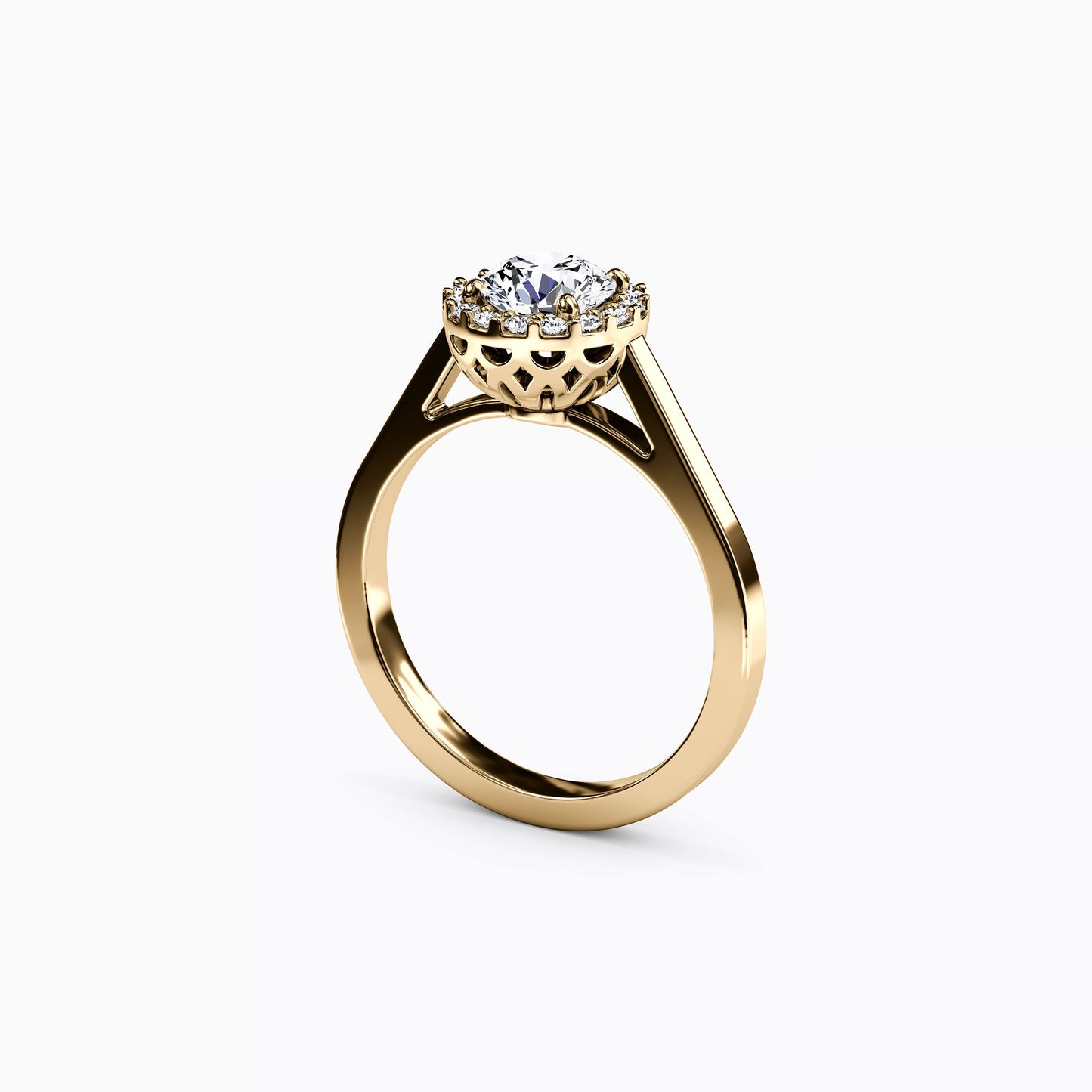 Halo Pierced Gallery Engagement Ring in 14K Gold