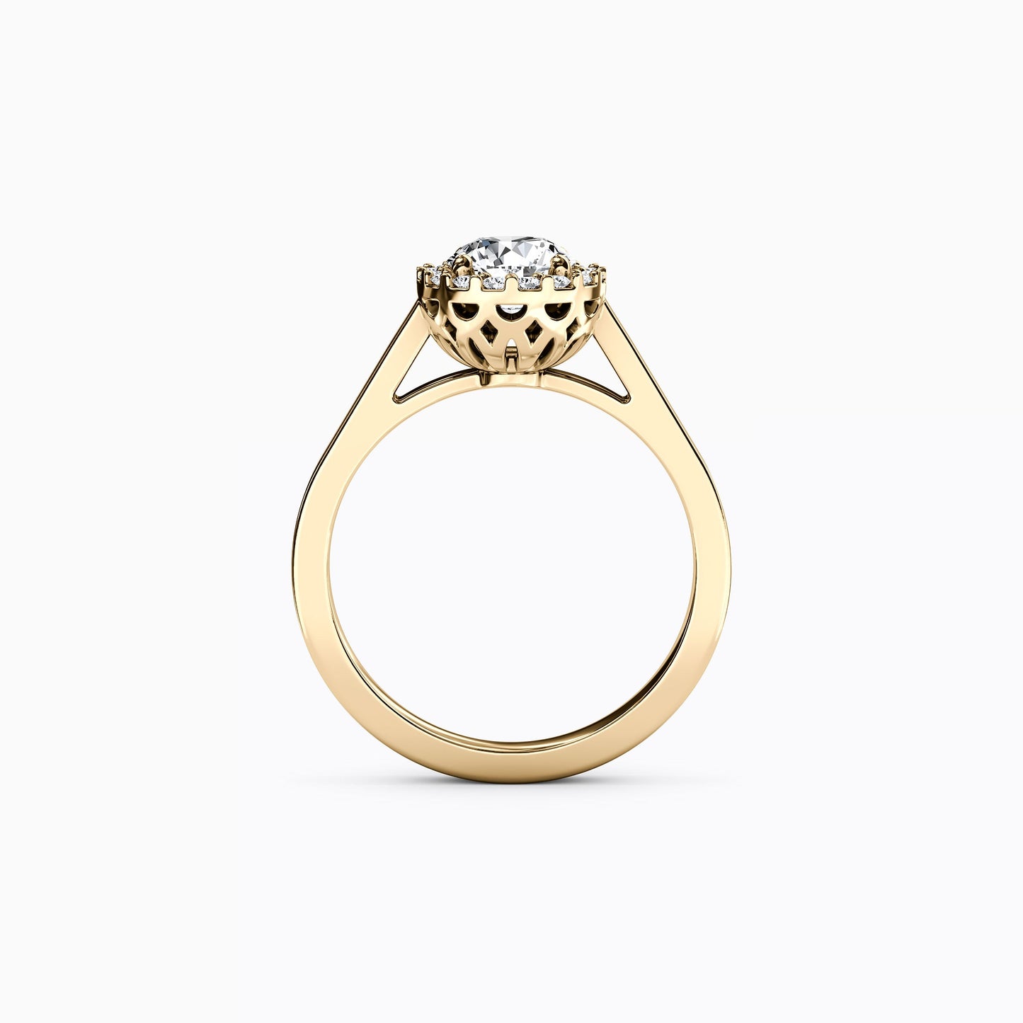 Halo Pierced Gallery Engagement Ring in 14K Gold
