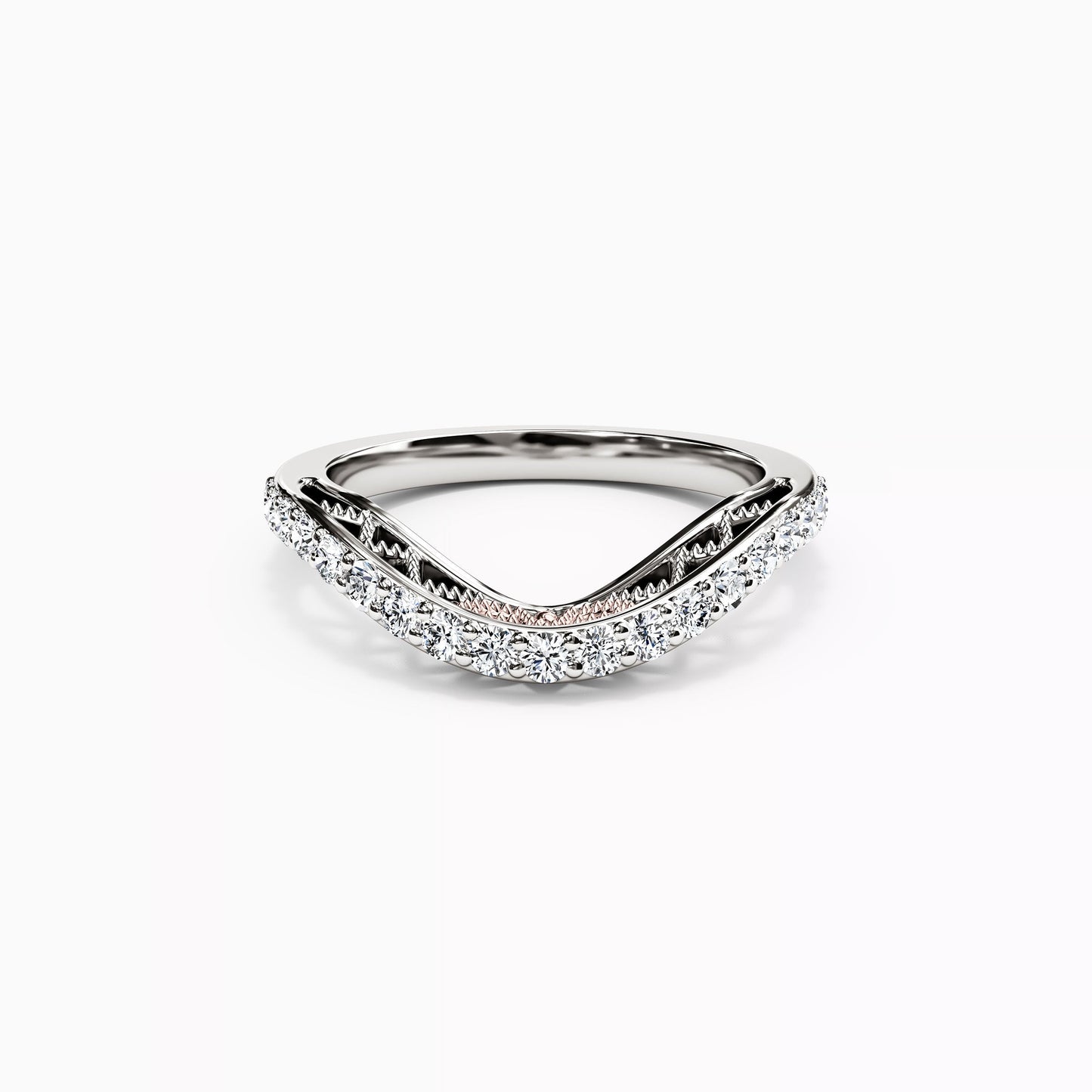 Diamond Two-Tone Contour Wedding Band in 14K Gold