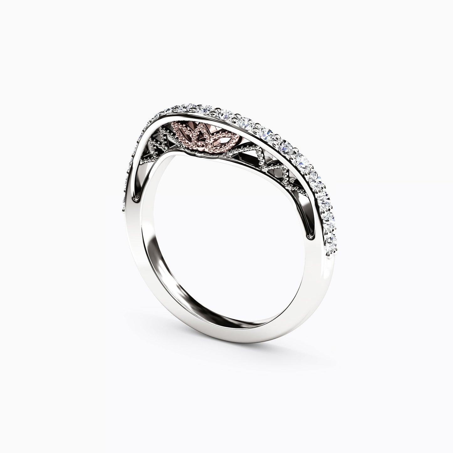 Diamond Two-Tone Contour Wedding Band in 14K Gold