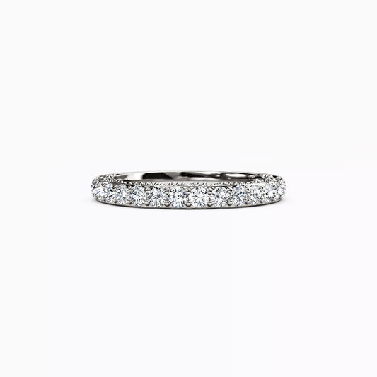 Diamond Beaded & Pierced Gallery Wedding Band in 14K Gold