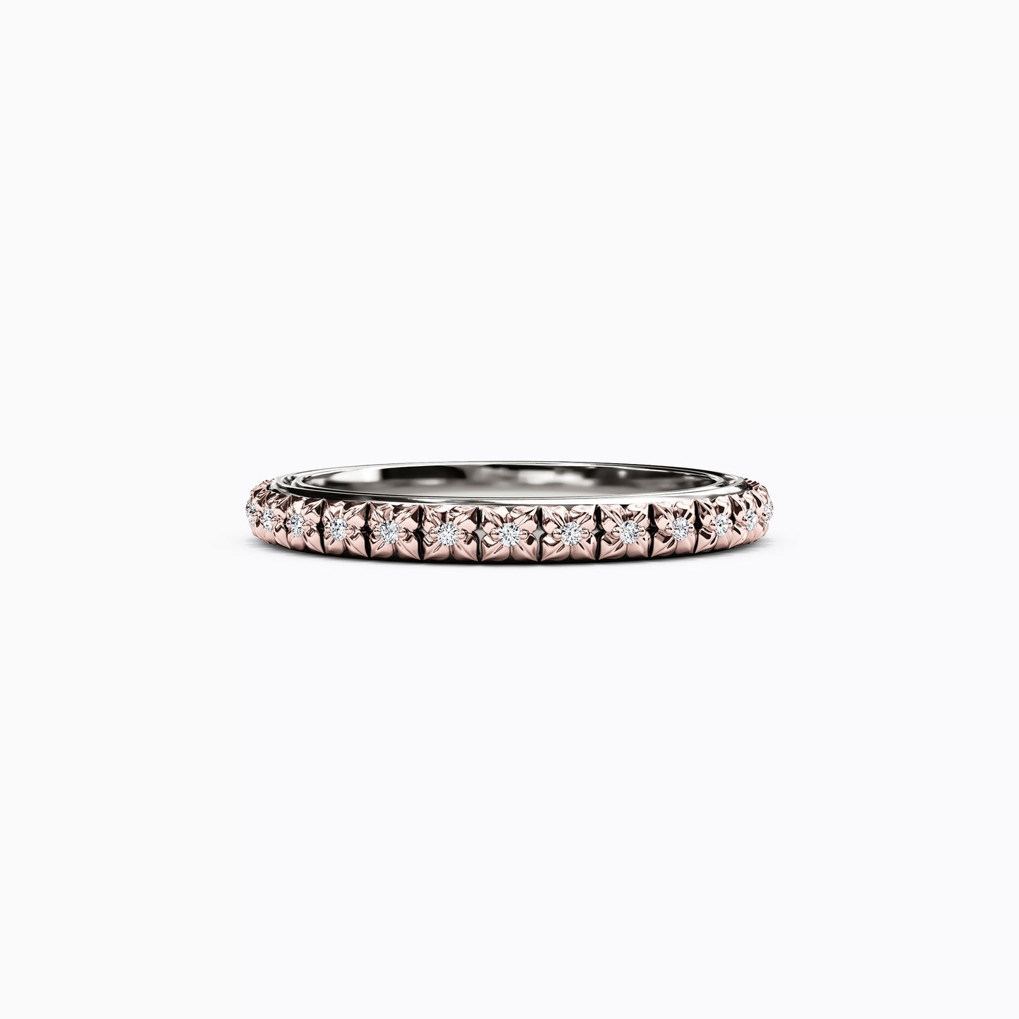 Diamond Two-Tone Fleur Wedding Band in 14K Gold