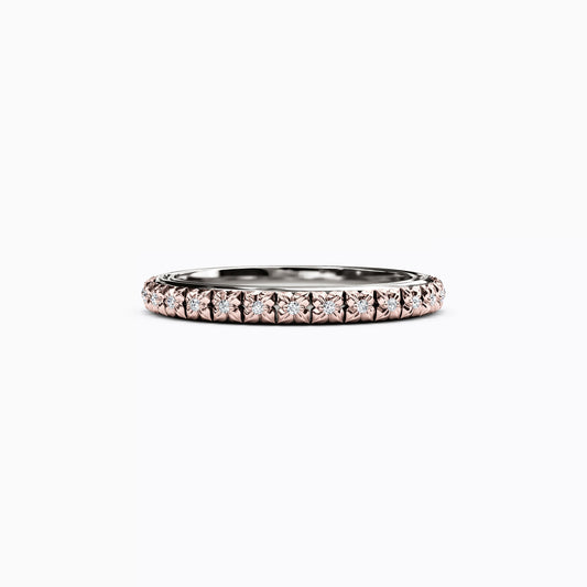 Diamond Two-Tone Fleur Wedding Band in 14K Gold
