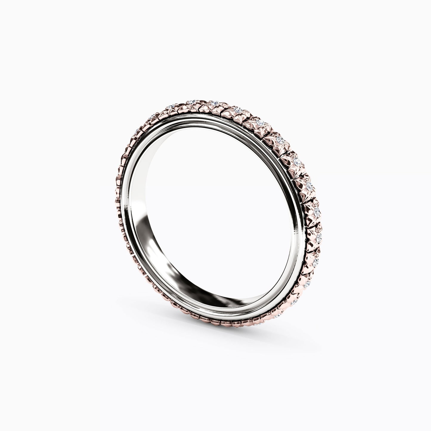 Diamond Two-Tone Fleur Wedding Band in 14K Gold