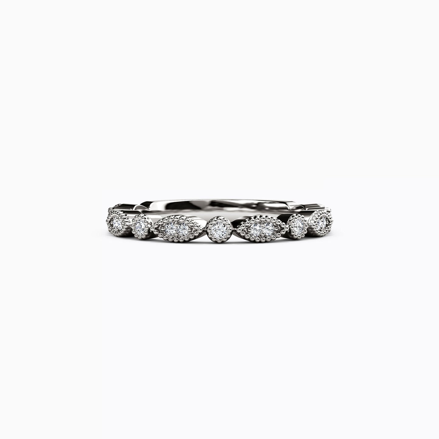 Diamond Beaded Wedding Band in 14K Gold