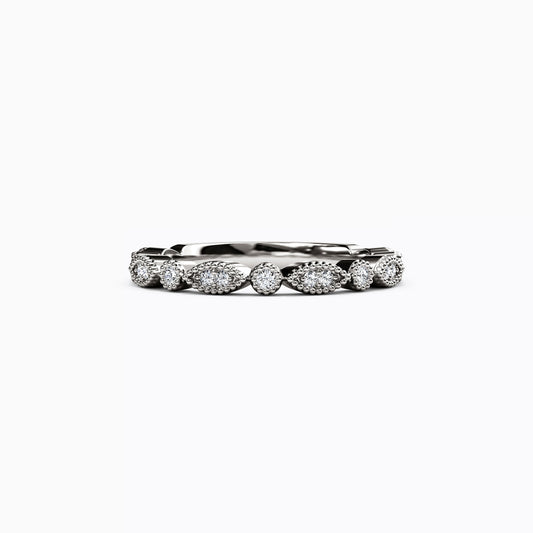 Diamond Beaded Wedding Band in 14K Gold