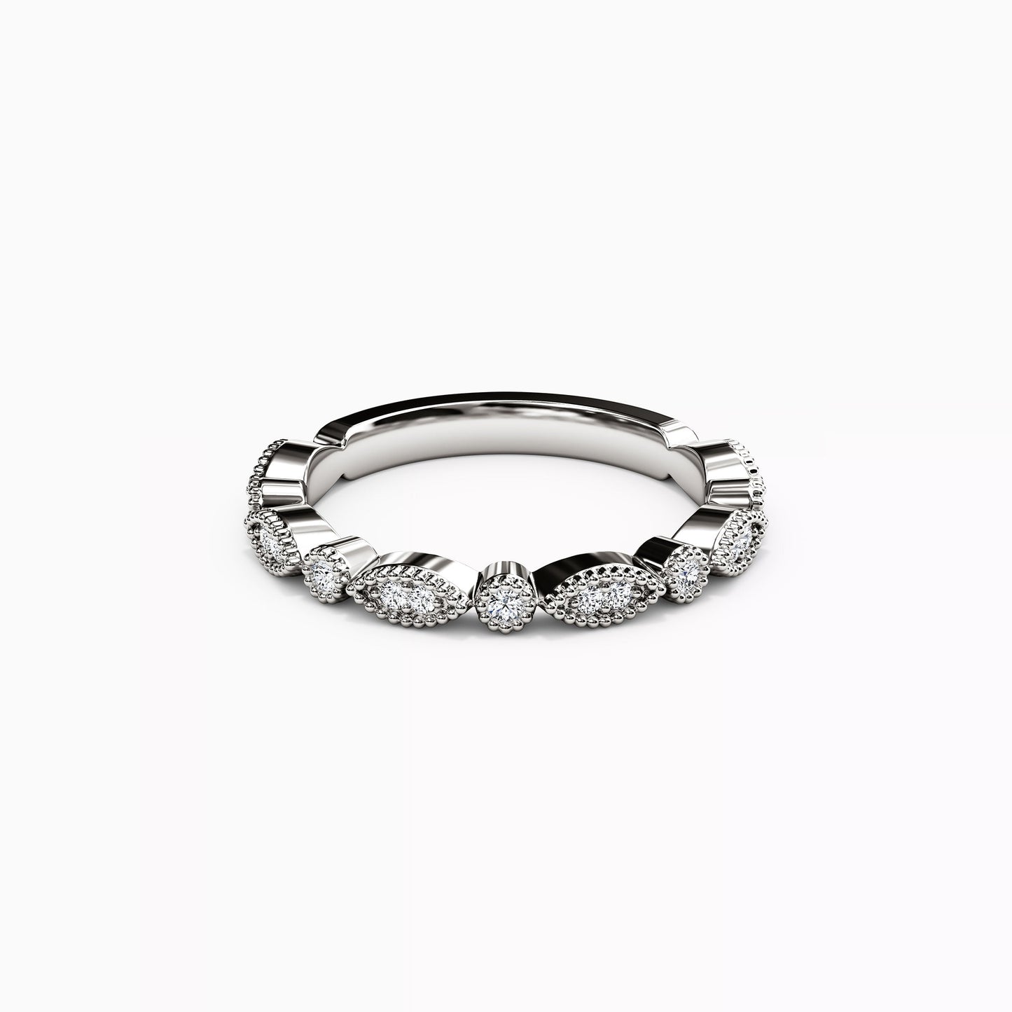 Diamond Beaded Wedding Band in 14K Gold