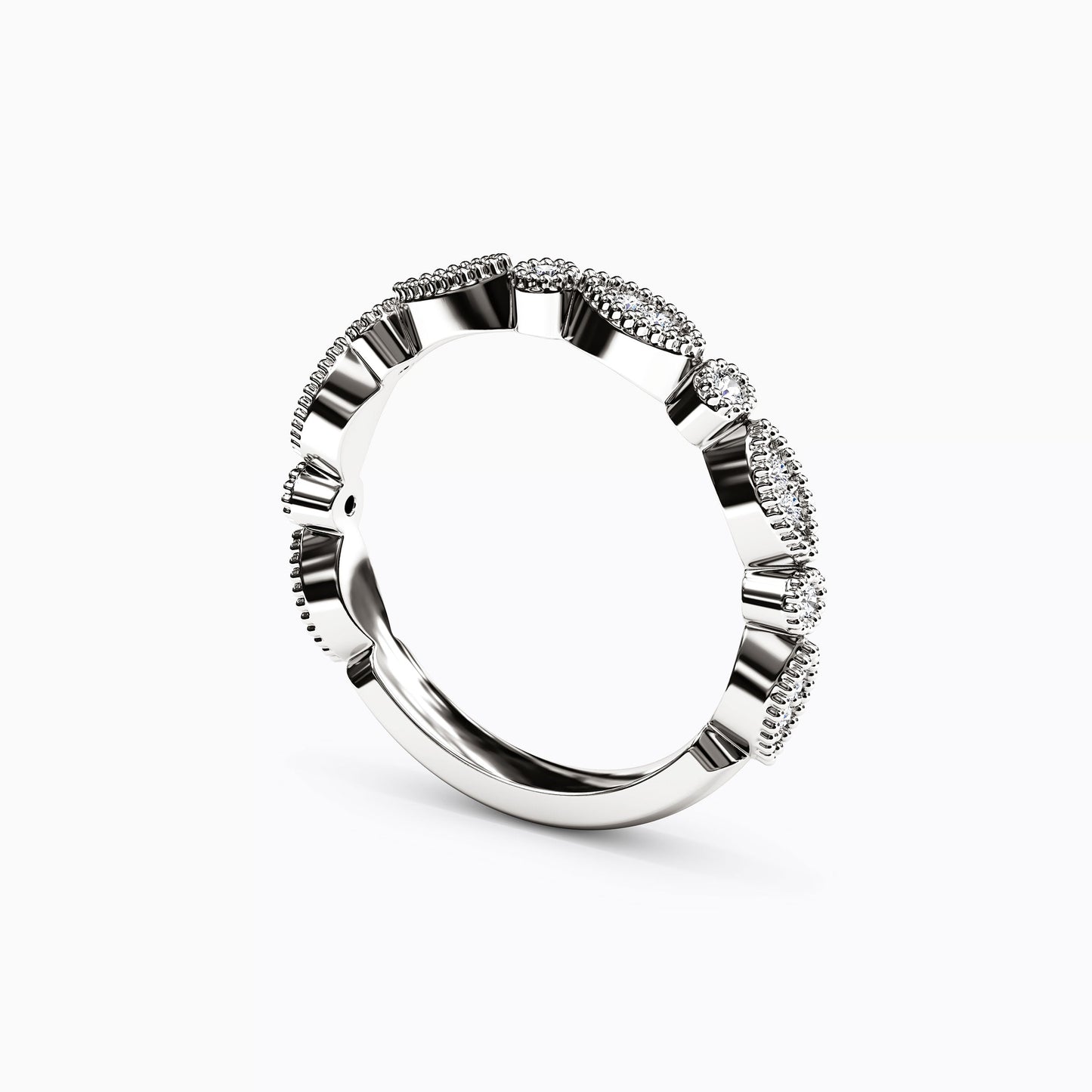 Diamond Beaded Wedding Band in 14K Gold