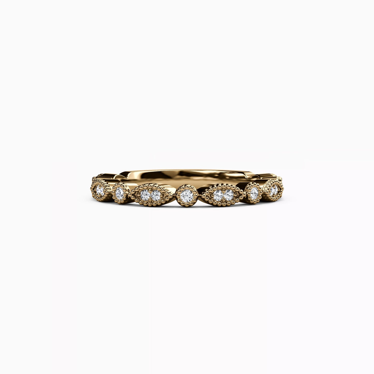 Diamond Beaded Wedding Band in 14K Gold