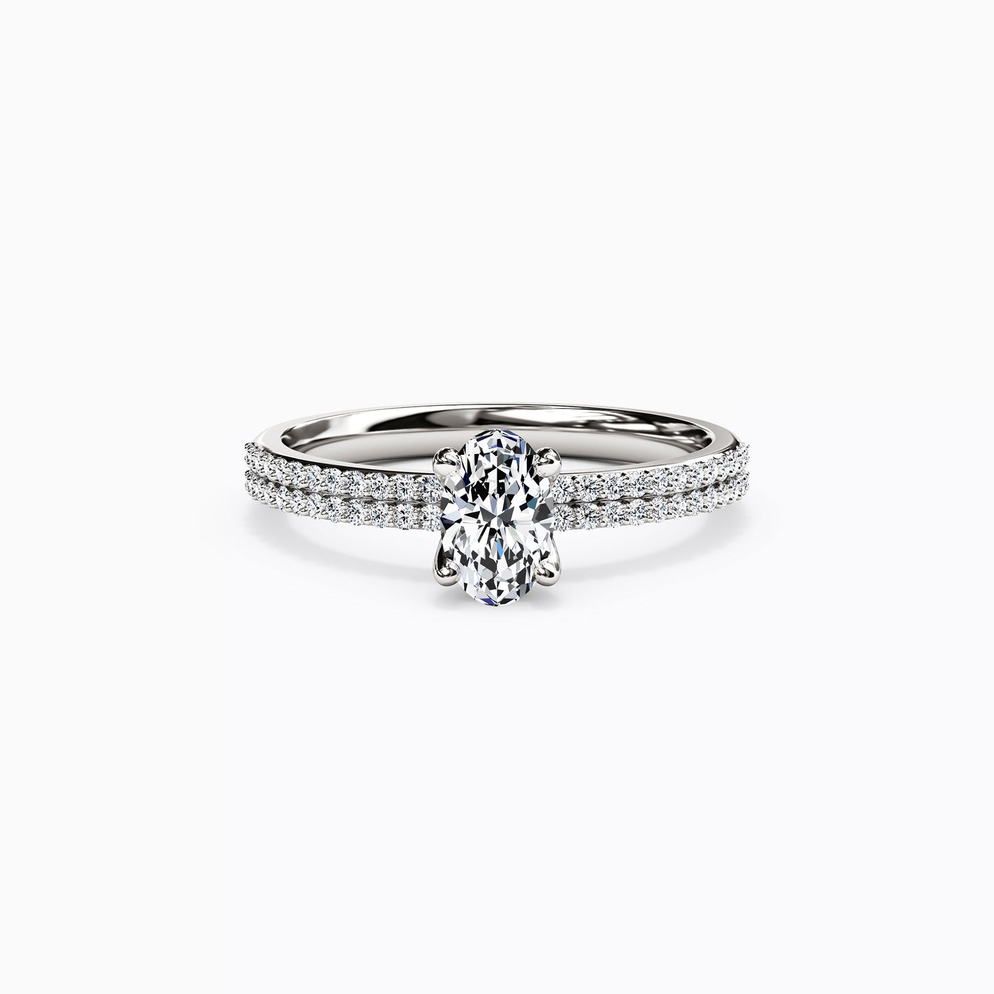 Midnight Sparkle Oval Double Row Engagement Ring in 14K Gold