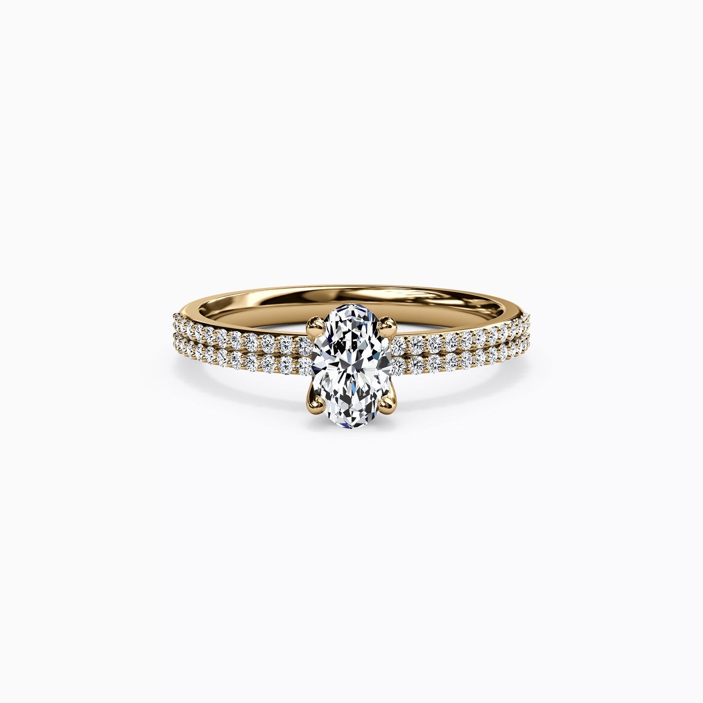 Midnight Sparkle Oval Double Row Engagement Ring in 14K Gold