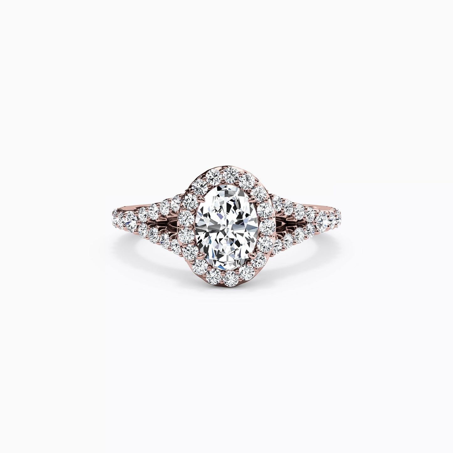 Halo Oval Engagement Ring in 14K Gold