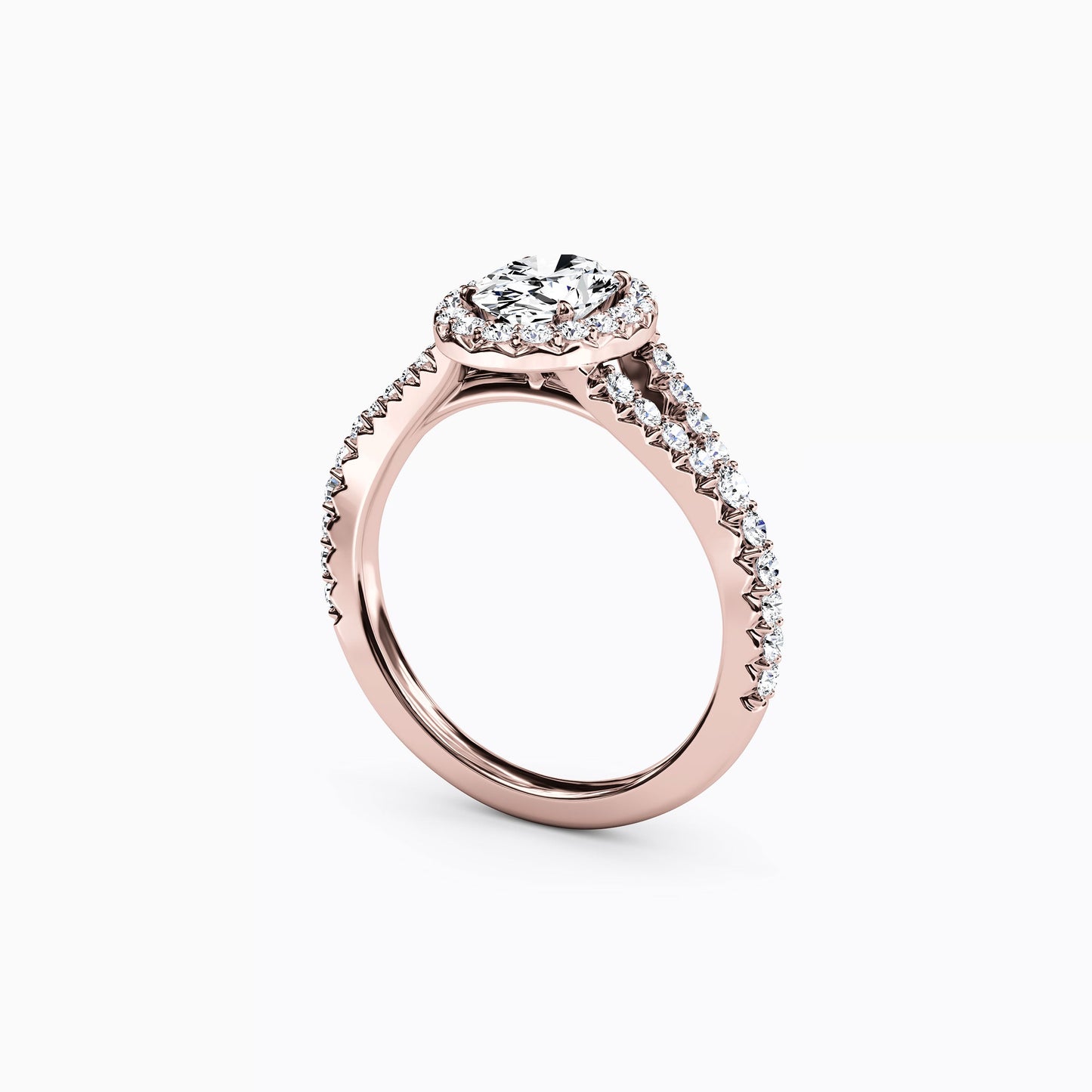 Halo Oval Engagement Ring in 14K Gold