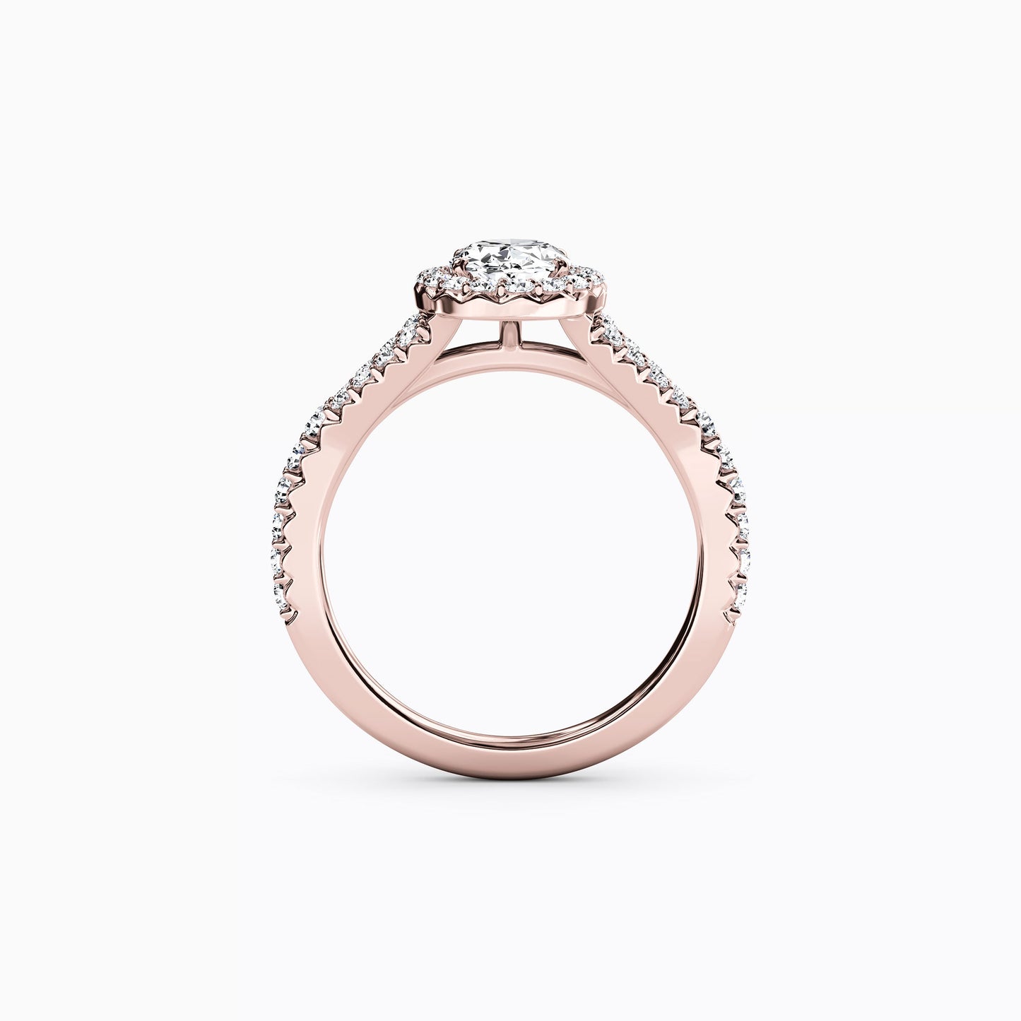 Halo Oval Engagement Ring in 14K Gold