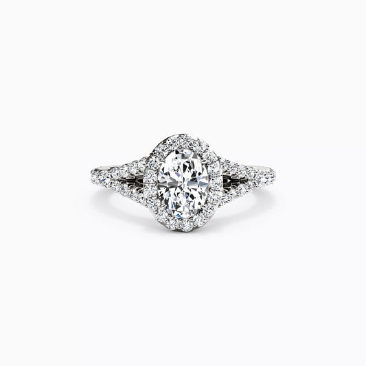 Halo Oval Engagement Ring in 14K Gold