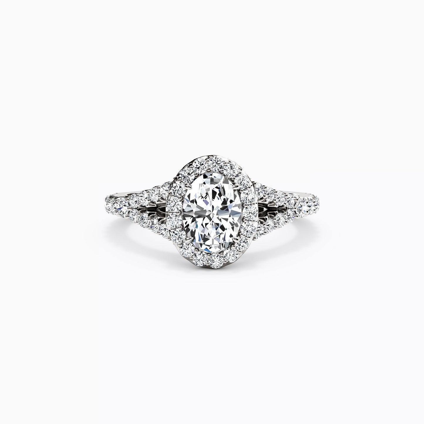 Halo Oval Engagement Ring in Platinum