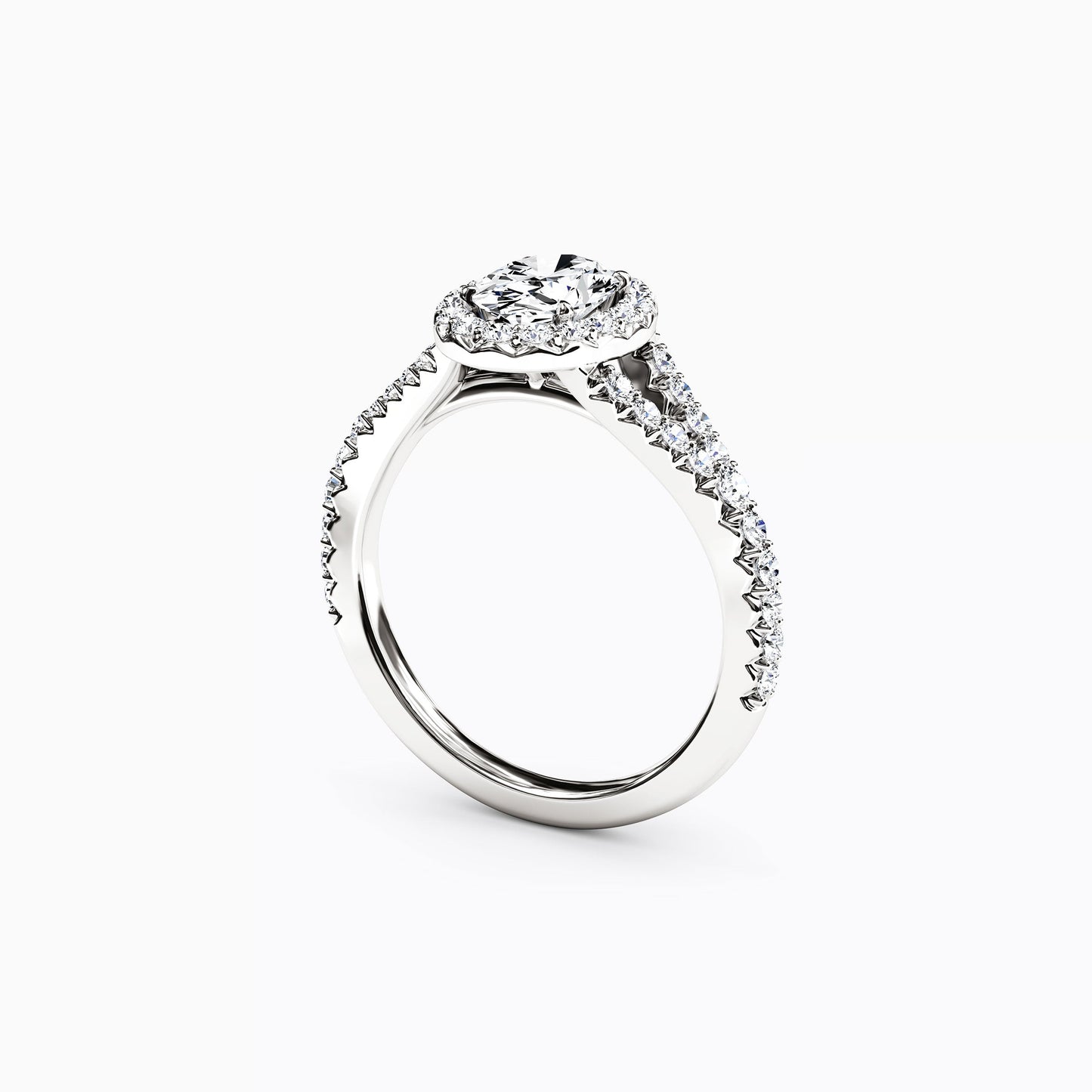 Halo Oval Engagement Ring in Platinum