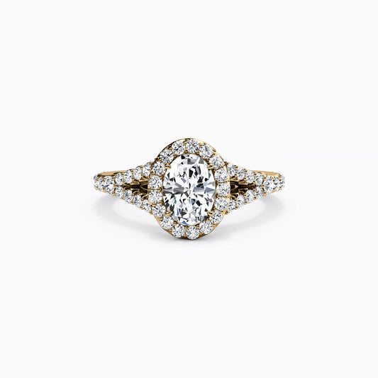 Halo Oval Engagement Ring in 18K Gold