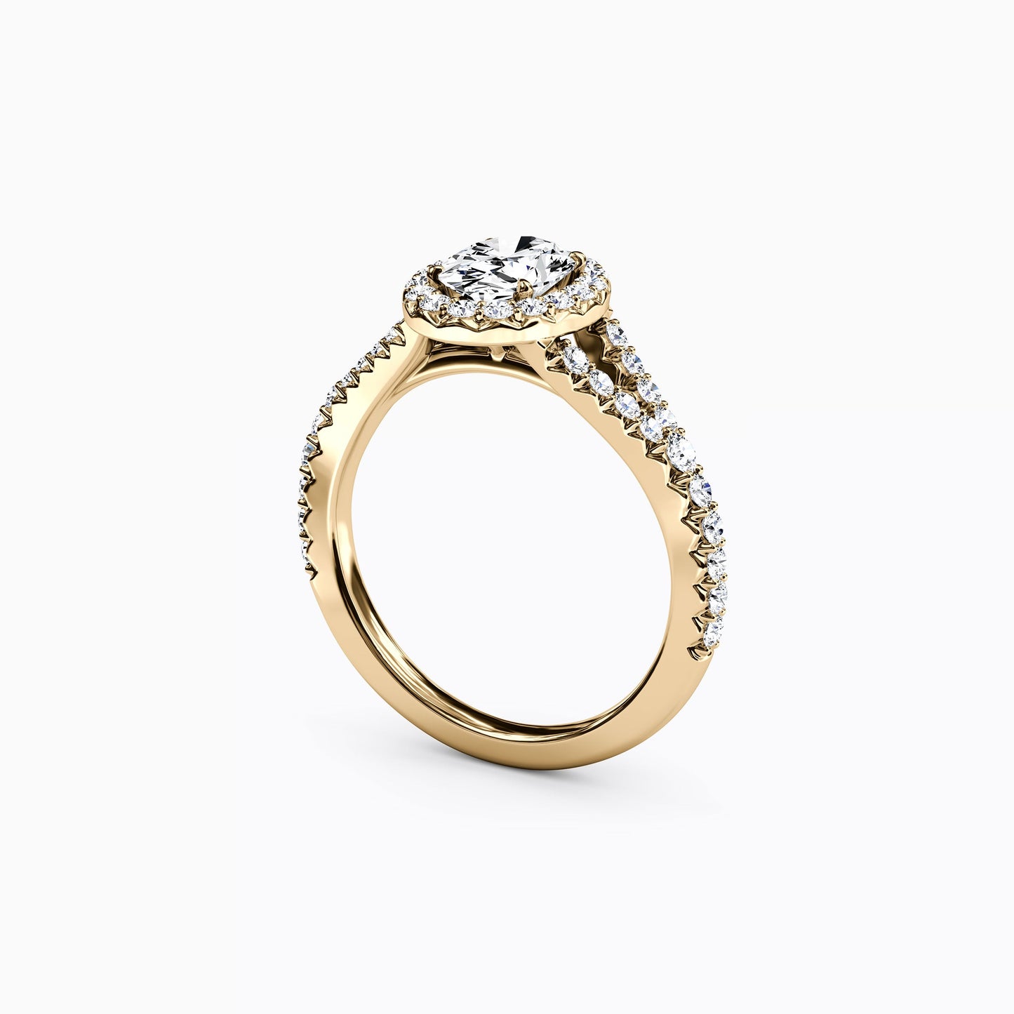 Halo Oval Engagement Ring in 14K Gold