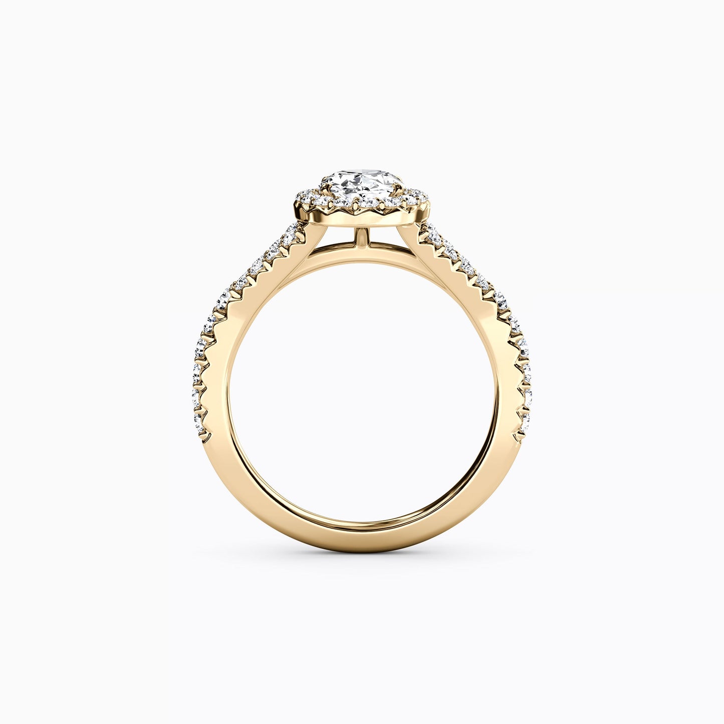 Halo Oval Engagement Ring in 14K Gold