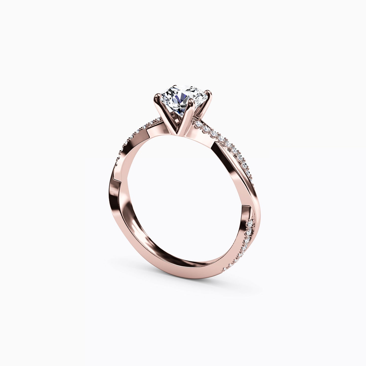 Midnight Sparkle Intertwined Prong Set Engagement Ring in 14K Gold