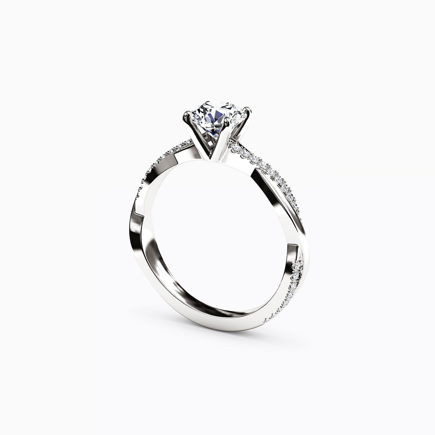 Midnight Sparkle Intertwined Prong Set Engagement Ring in 14K Gold