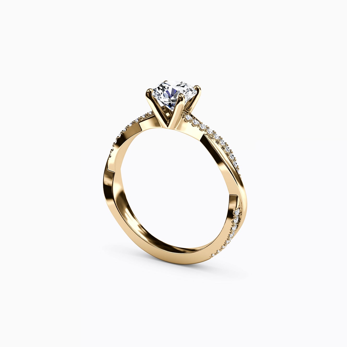Midnight Sparkle Intertwined Prong Set Engagement Ring in 14K Gold