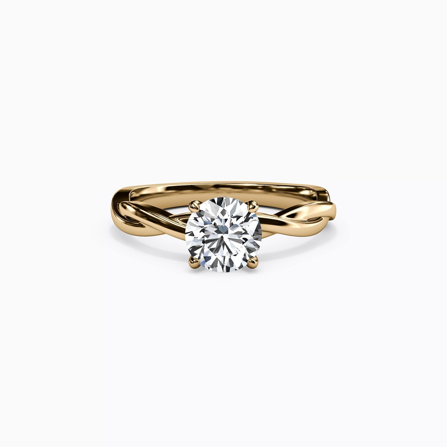 Solitaire Intertwined Engagement Ring in 14K Gold
