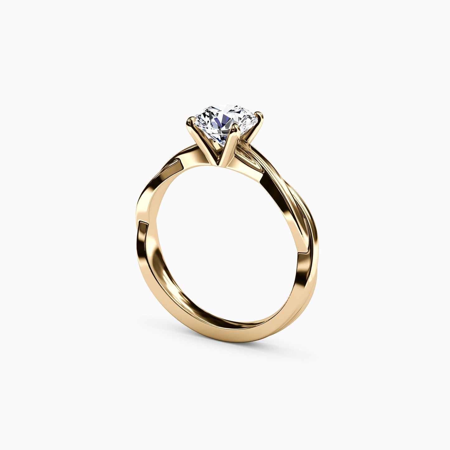 Solitaire Intertwined Engagement Ring in 14K Gold