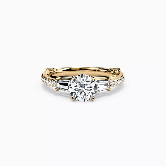 Three Stone Baguette Engagement Ring in 14K Gold