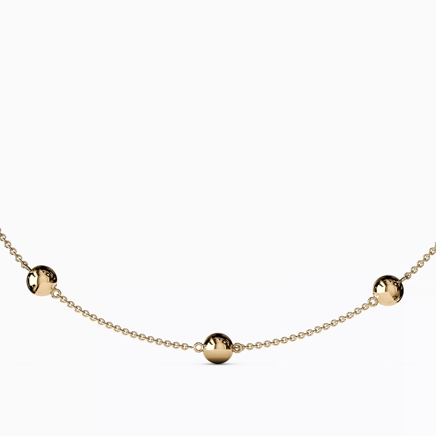 Ball Station Necklace in 14K Gold