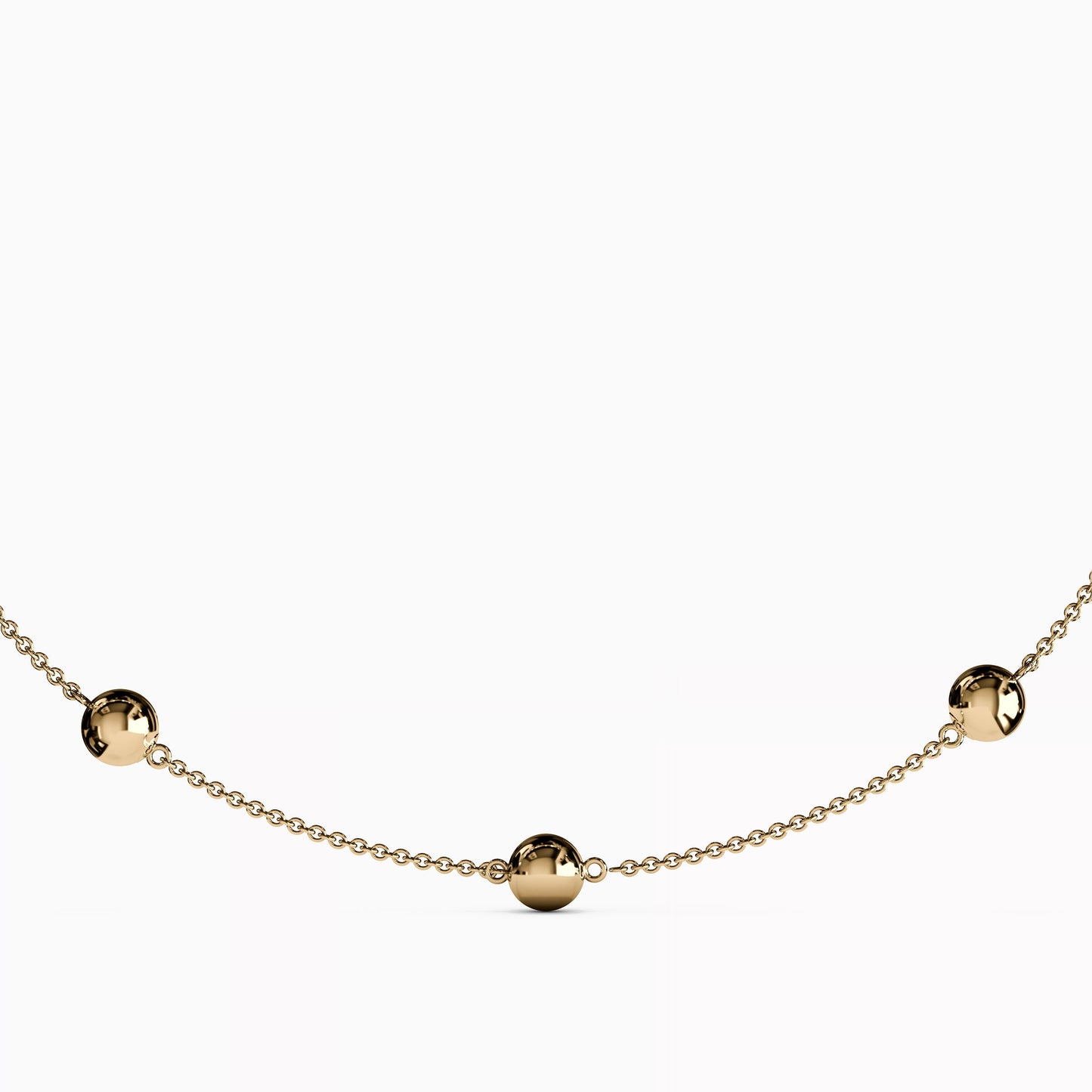 Ball Station Necklace in 14K Gold