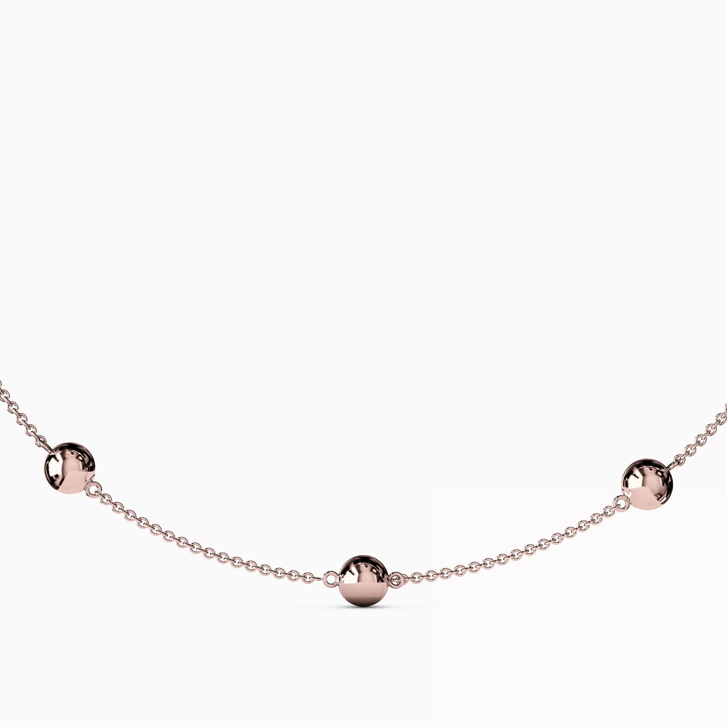 Ball Station Necklace in 14K Gold