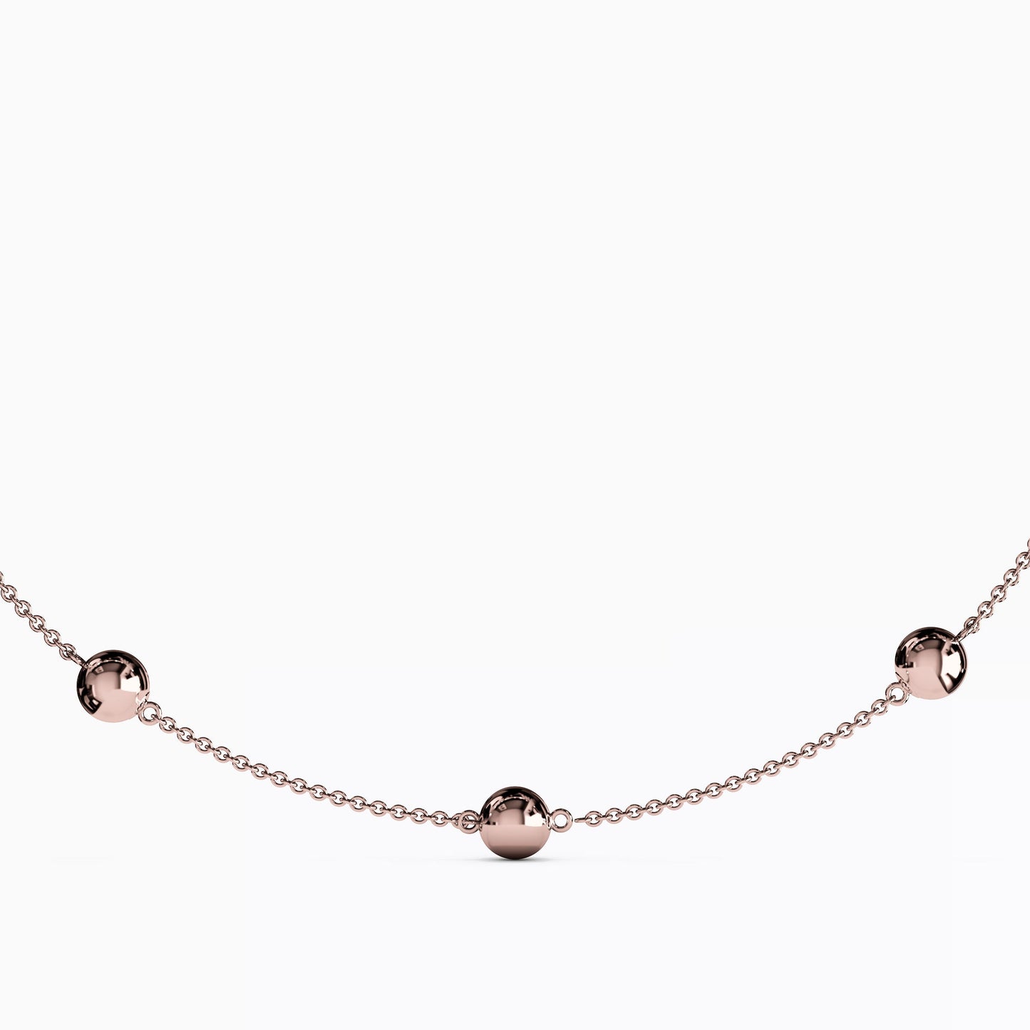 Ball Station Necklace in 14K Gold