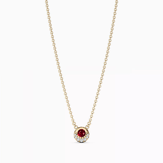 Ruby and Diamond Crescent Necklace in 14K Gold