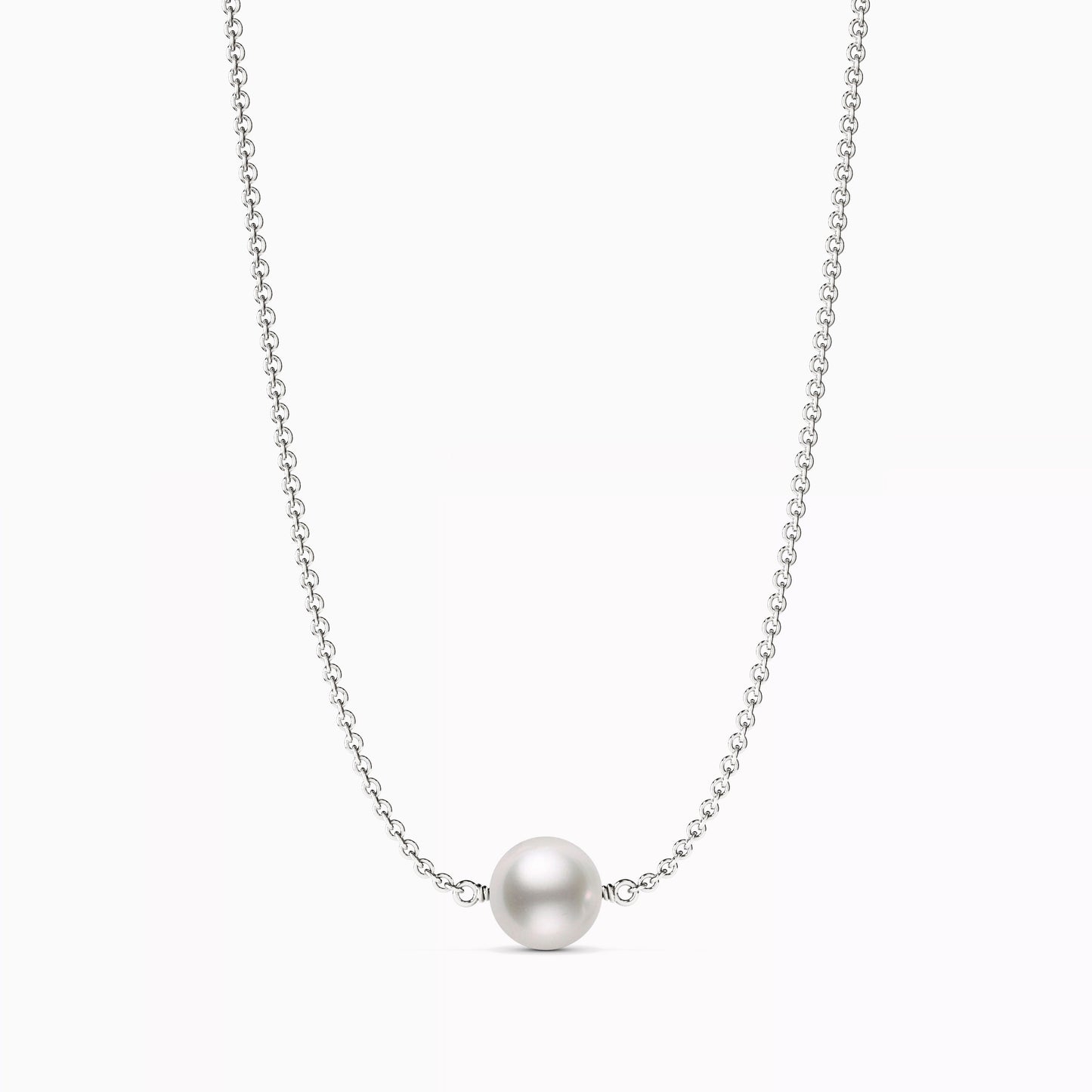 Solitaire Akoya Cultured Pearl Necklace in 14K Gold