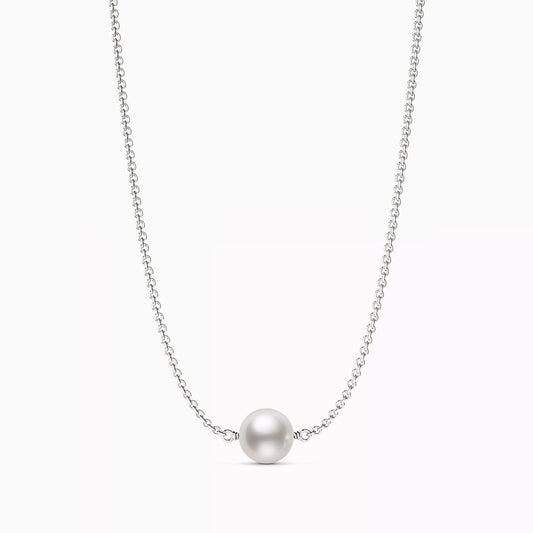 Solitaire Akoya Cultured Pearl Necklace in 14K Gold