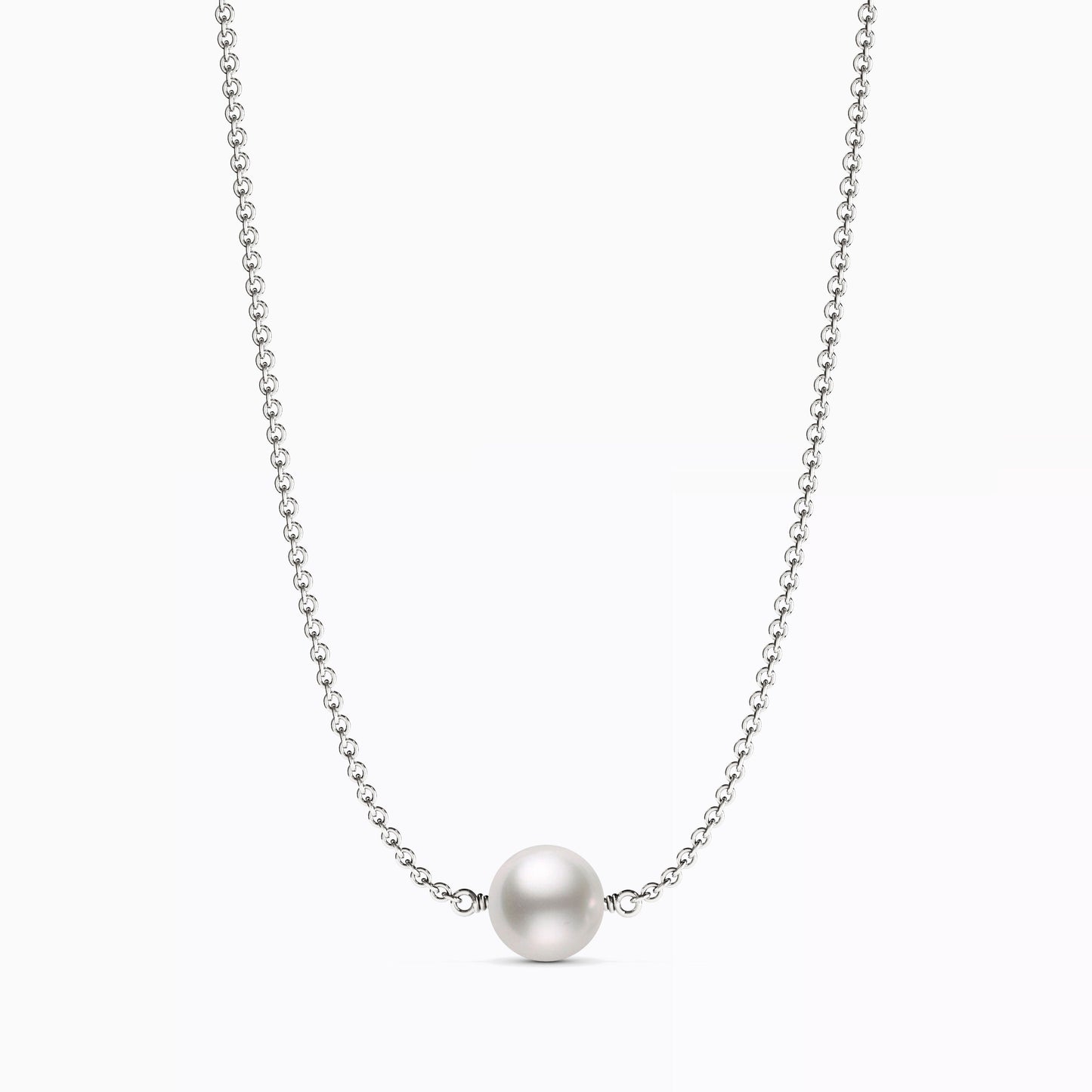 Solitaire Akoya Cultured Pearl Necklace in 14K Gold