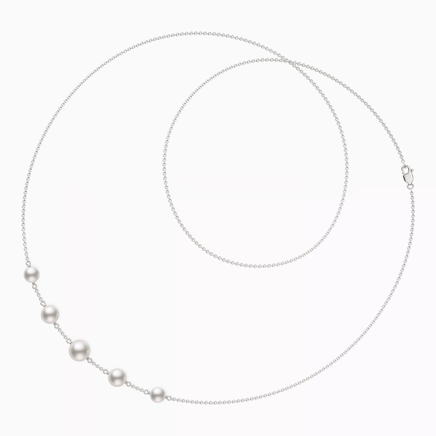 Akoya Cultured Pearl Station Necklace in 14K Gold