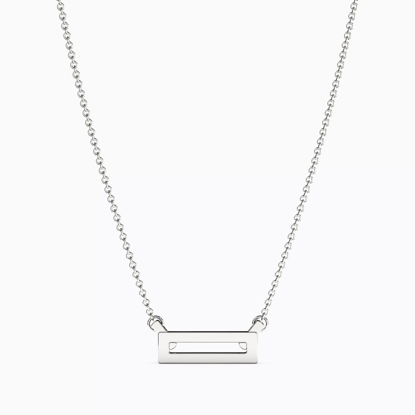 Diamond Pavé Rectangle Necklace in Sterling Silver