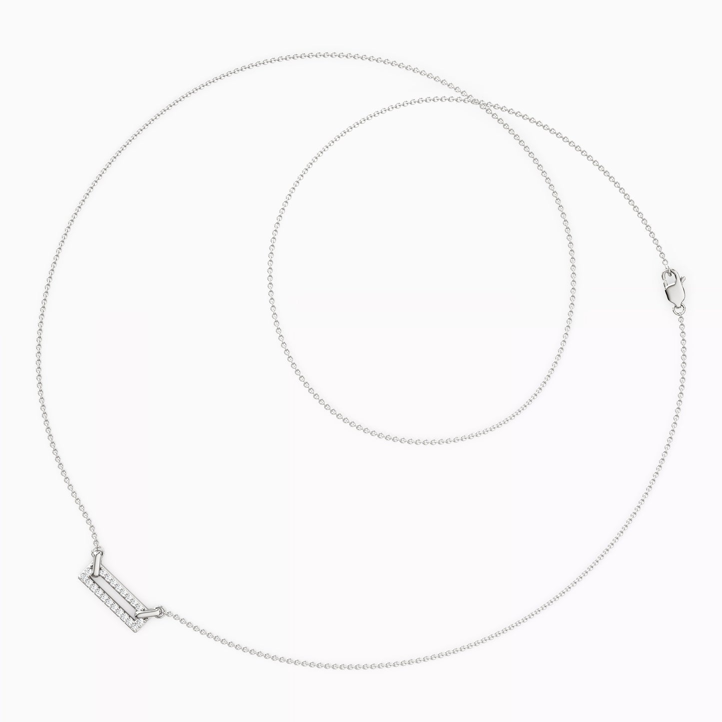Diamond Pavé Rectangle Necklace in Sterling Silver