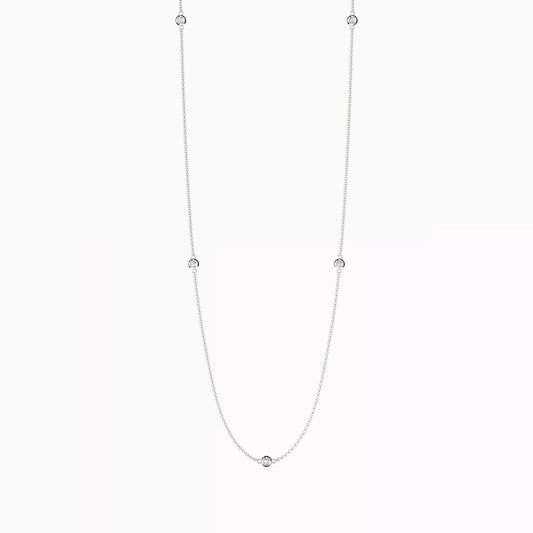 5 Station Diamond Bezel Necklace in 14K Gold