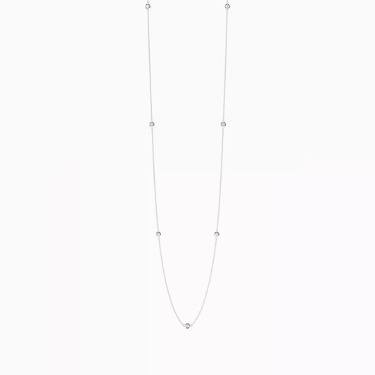 7 Station Diamond Bezel Necklace in Sterling Silver