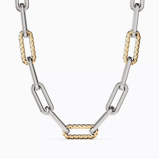 Paperclip Necklace in Sterling Silver with 14K Gold