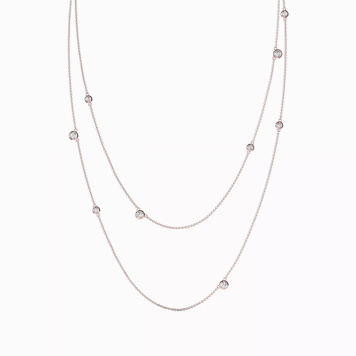 Diamond Multi-Layered Station Necklace in 14K Gold