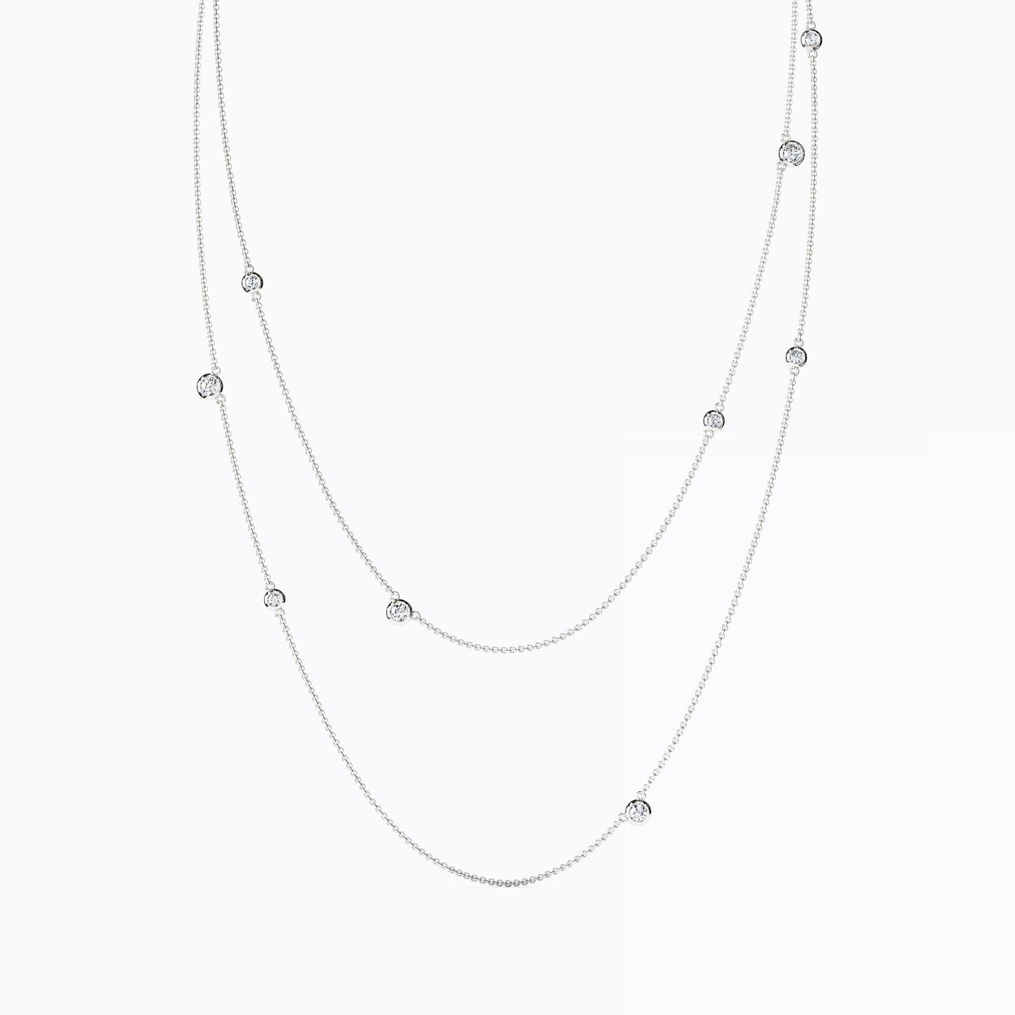 Diamond Multi-Layered Station Necklace in 14K Gold