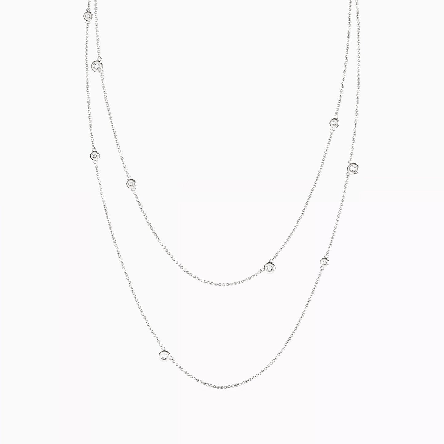 Diamond Multi-Layered Station Necklace in 14K Gold