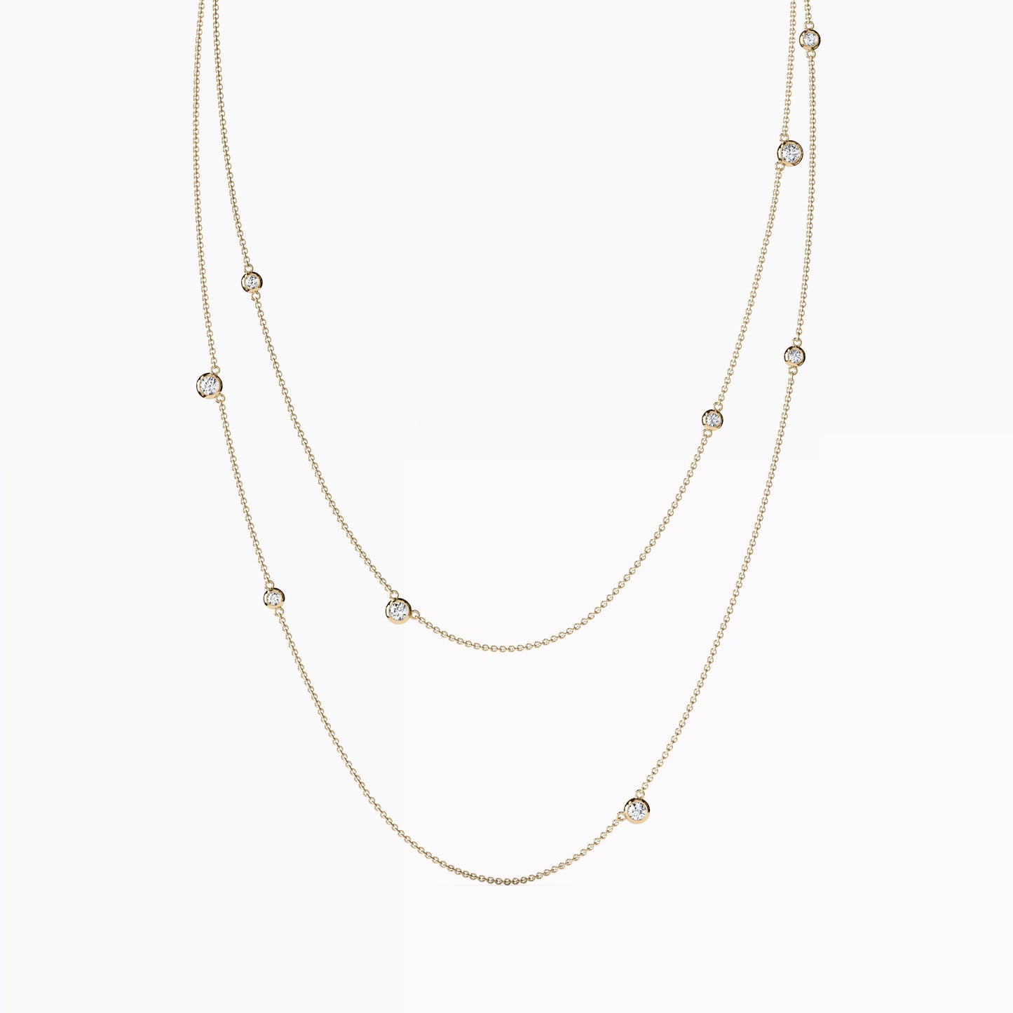 Diamond Multi-Layered Station Necklace in 14K Gold