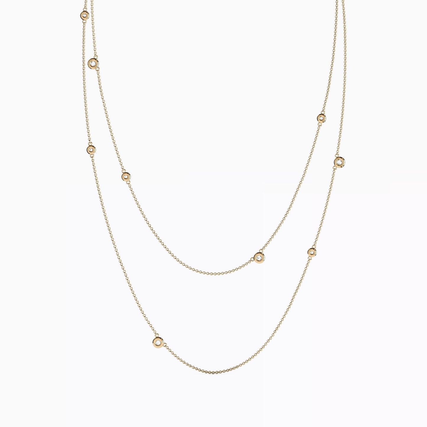 Diamond Multi-Layered Station Necklace in 14K Gold