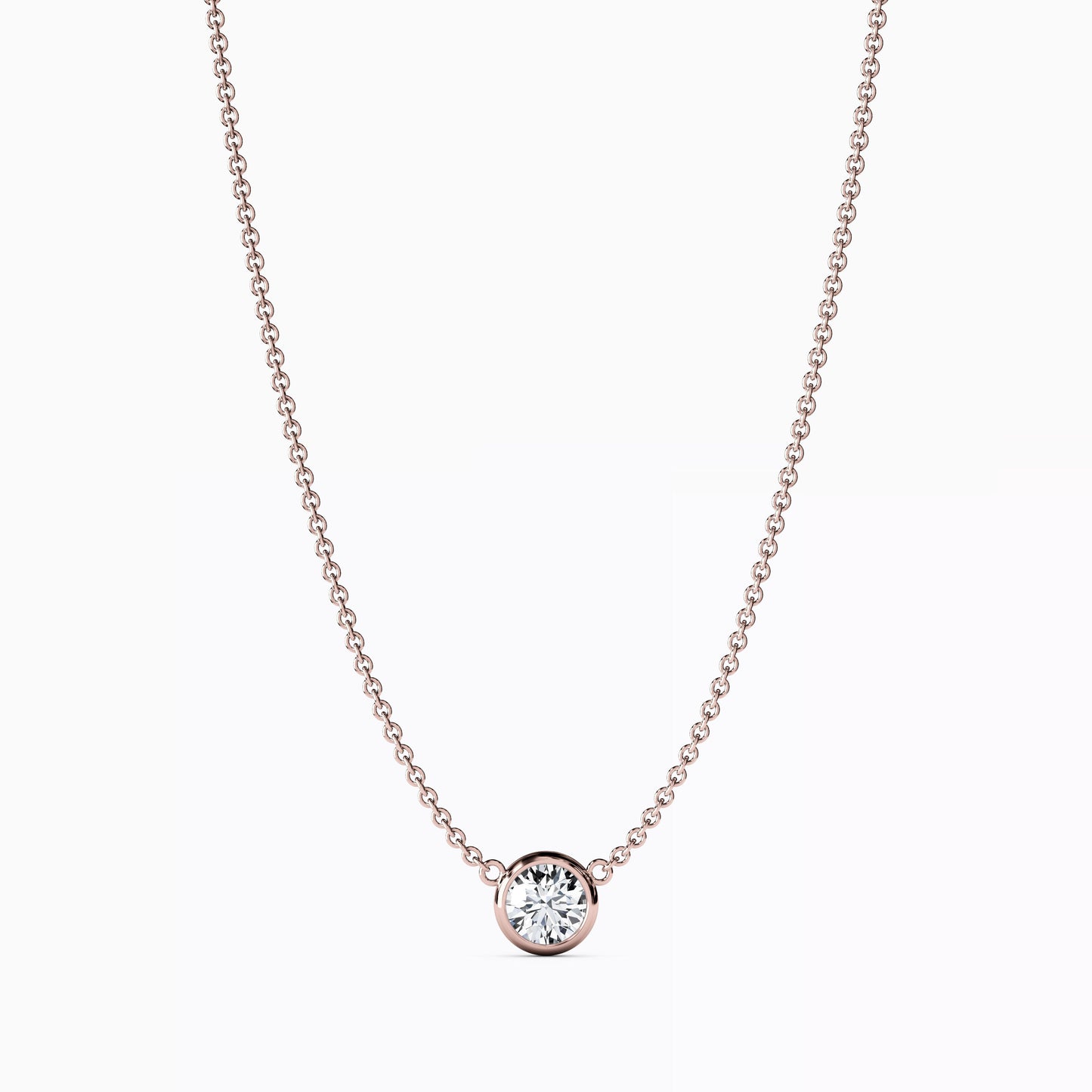 Diamond 1/2 CT Single Bezel Necklace in 14K Gold